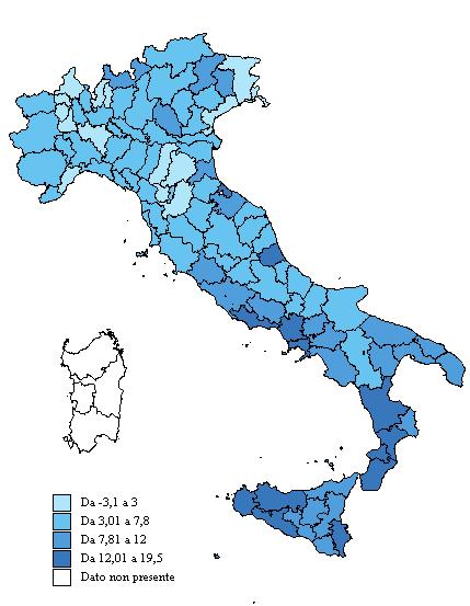 Commercio Interno 139 Variazione % degli addetti alle unità locali con attività