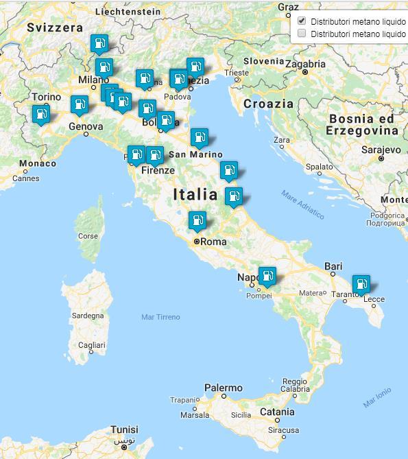 Focus rete distributiva LNG Sono 21 gli impianti