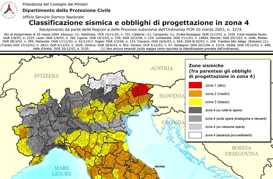 La zona 4 corrisponde di fatto ai comuni che nella proposta di classificazione del 1998 erano indicati come non classificati (NC).