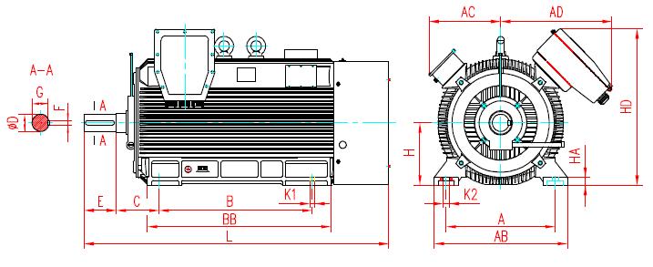 DIMENSIONI / DIMENSIONS / DIMENSIONS (mm) FORMA / FORME / MOUNTING B3 IP55 6V Frame DIMENSIONI / DIMENSIONS / DIMENSIONS (mm) Poles Size A B C D E F G H K1 K2 355 2 355 4 6 4 2 4 4 8 45 2 45 4 45 6 8