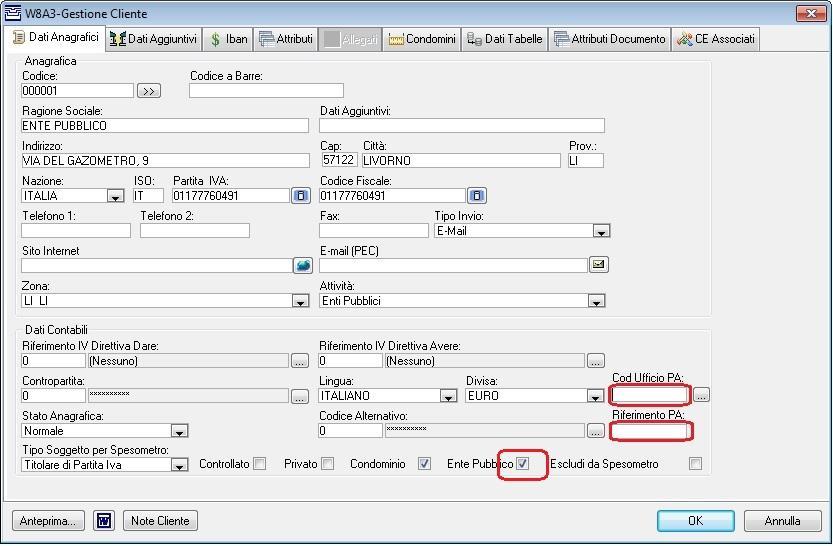 MANUALE OPERATIVO FATTURAZIONE ELETTRONICA PGB OPERAZIONI PRELIMINARI: 1. Entrare nell anagrafica del cliente e, oltre ai campi anagrafici, compilare anche i seguenti: a.