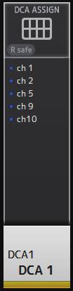 Premere il tasto [SEL] sul pannello superiore che corrisponde al gruppo DCA che si desidera configurare. 3. Toccare i pulsanti DCA che corrispondono ai canali che si desidera assegnare al gruppo.
