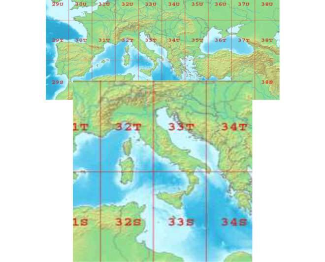 In questo sistema il globo è stato diviso in 60 fusi L Italia è compresa nei fusi 32, 33, 34.