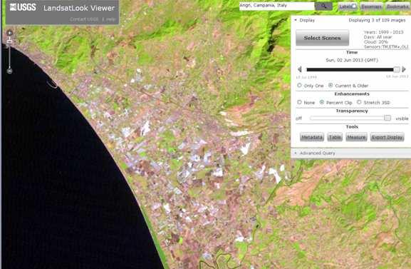 Acquisizione immagini satellitari Dato Landsat (7 e 8) Acquisite 42 immagini (marzo giugno).