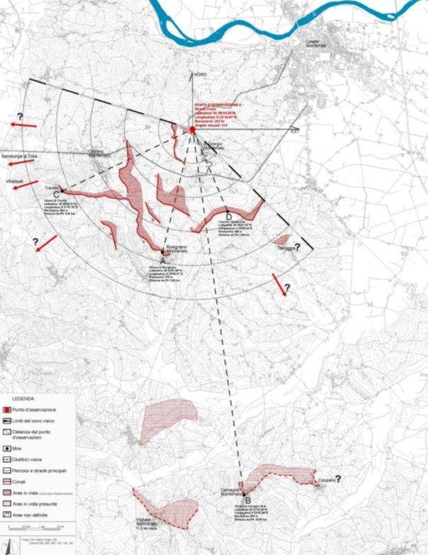 ausilio della cartografia Misurazione delle distanze tra punto d osservazione e mire Verifica dell esatta individuazione dei crinali e della aree evidenziate Ipotesi di identificazione delle aree non