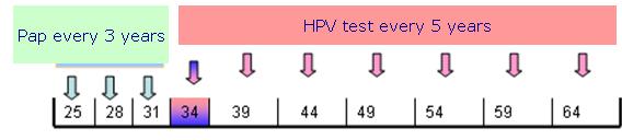 Il test HPV nello screening cervicale Nuovo protocollo : 25-33y Pap Test ogni 3 anni 34-64 y HPV screening ogni 5 anni 10 rounds 25-64 anni Regione