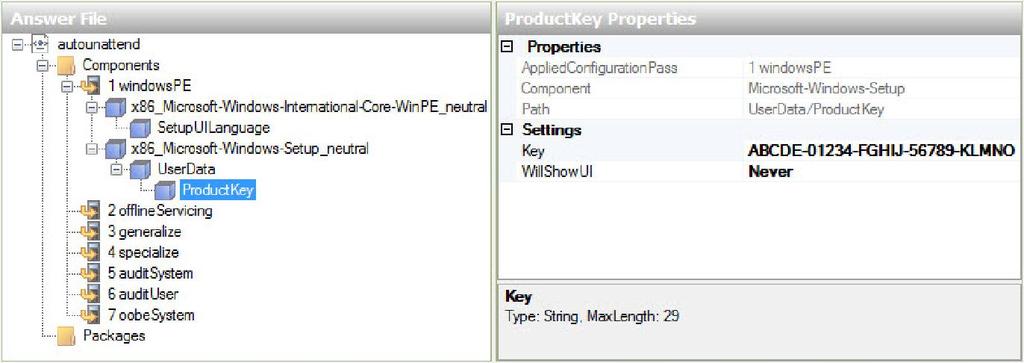 chiave del prodotto Windows 7 fornita dall'istruttore.