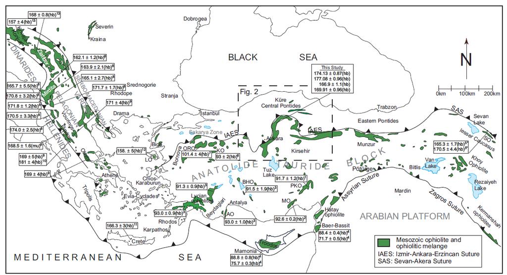 La catena ofiolitica settentrionale corrisponde alla zona di sutura İzmir- Ankara-Erzincan (İAE), e rappresenta il ramo settentrionale della