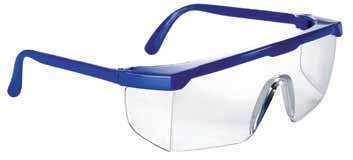 calzata, sovrapponibile agli occhiali correttivi, peso 77 grammi, certiicata con i simboli per il campo di utilizzo 3 e 4 della EN 166 per protezione da polveri e schizzi liquidi.