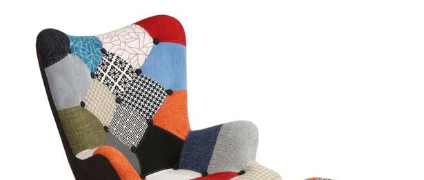 P632-PW POLTRONA PATCHWORK C/GAMBE IN LEGNO
