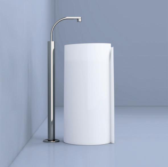 MR44C Monoroll 44 Lavabo a colonna cm 44 da centro stanza (completo di kit di fissaggio a pavimento e sifone) Rubinetti lavabo free-standing linea: One - Fold Dim.