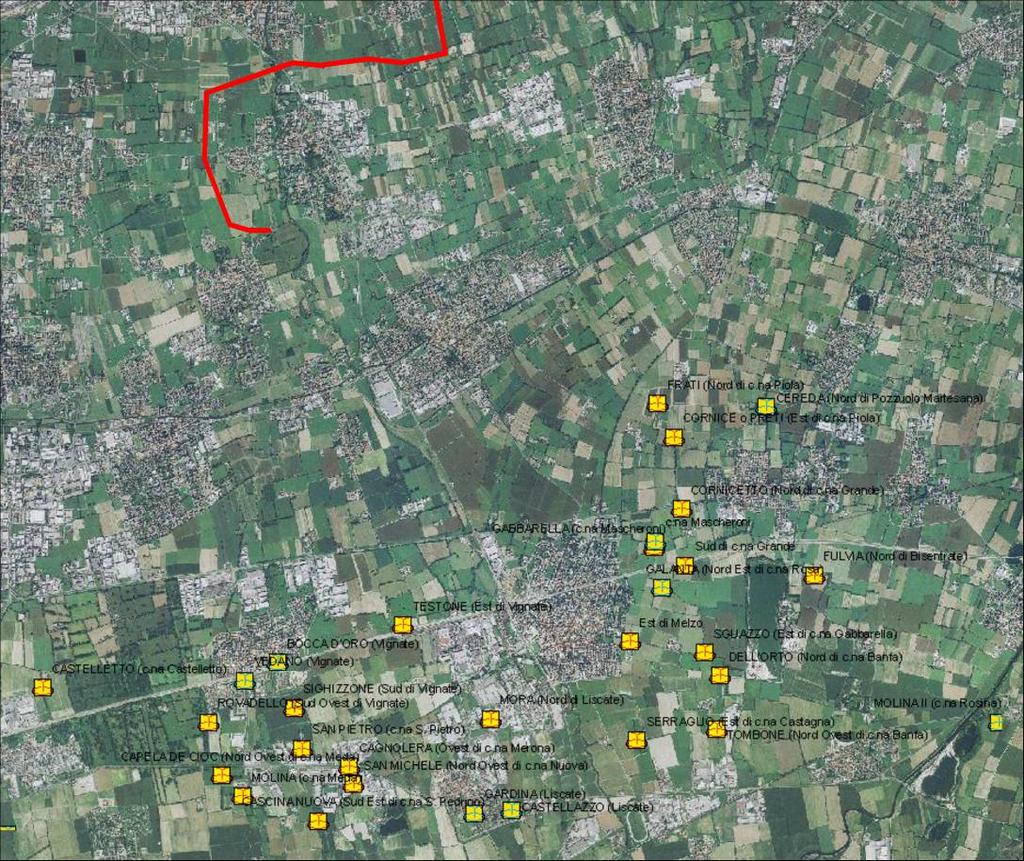 2299 SPC. LA-E-831 Fg. 2 di 35 Fig. 2.2./C: Localizzazione delle risorgive, rappresentate con il simbolo di colore giallo.