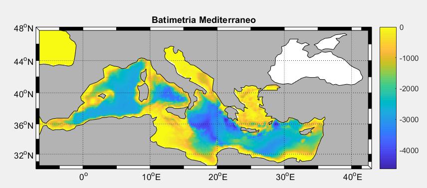 Esempio di estrazione dei dati relativi alla batimetria della zona di interesse.