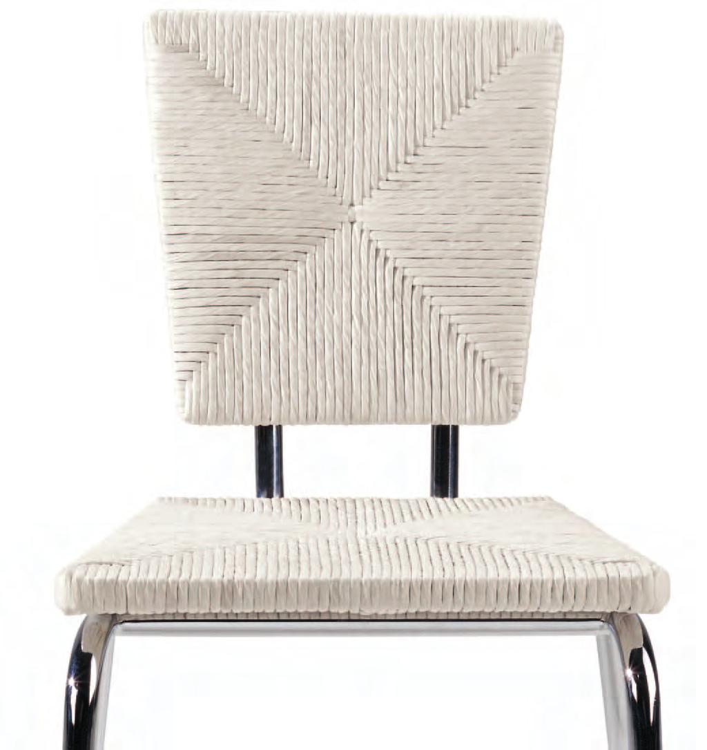 finitura colore alluminio o cromato;   Cordino Rattan 41 Bianco mais Corn White Altezza totale Total height cm.