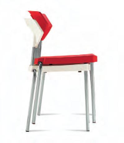 varianti di colore. Stacking chair with double-coating aluminium look metal frame.