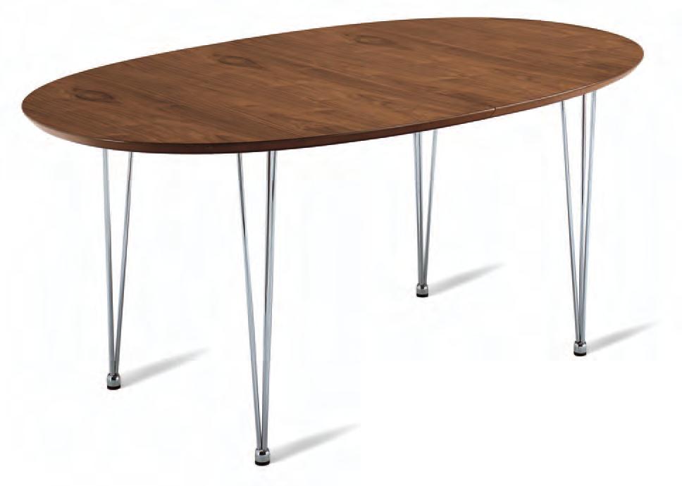 Extendable table with shaped top, available in 3 different finishes.