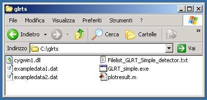 G.Saltanocchi & E.Nunzi GLRT SIMPLE DETECTOR 1 Istallazione Per l istallazione è sufficiente estrarre il file GLRT simple detector.zip in una cartella.