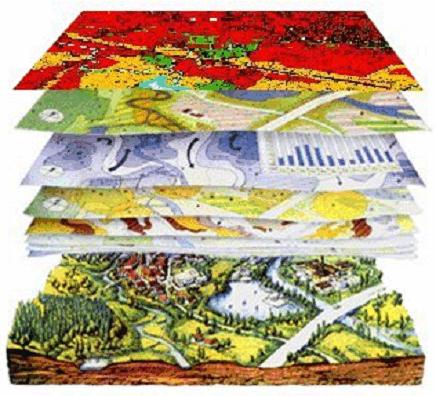 diverse mappe tematiche per fare valutazioni ambientali (overlay-mapping)