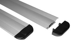 The kit includes 2 side anodised aluminum profiles with polypropylene caps. The side profiles are supplied in 3 different lengths. art.