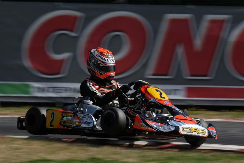 Max Verstappen lanciato verso il successo in KZ1 nella WSK Euro Series a La Conca (Ph. CRG Press).