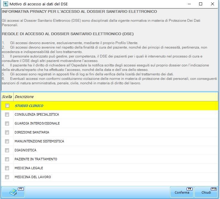 Notare quanto segue a Se si apre il DSE condividendo i dati dell assistito dalla Worklist Ricoveri, si accede direttamente all applicativo b Se si accede al DSE direttamente dall applicativo,