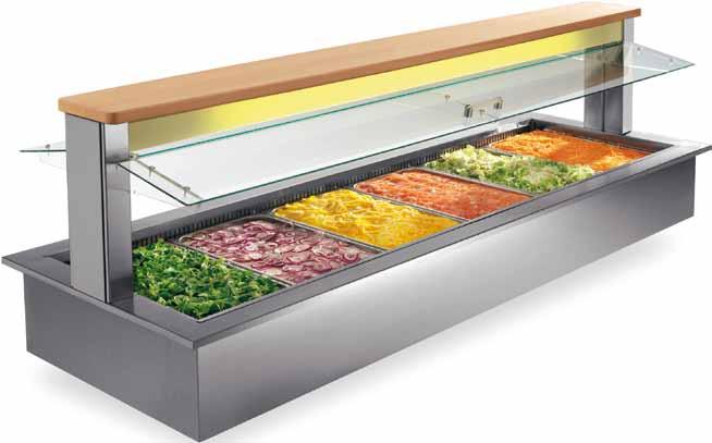 TANGO > Struttura in legno massiccio. Vasche in acciaio inox AISI 304. Refrigerazione statica tramite evaporatore esterno alla vasca.