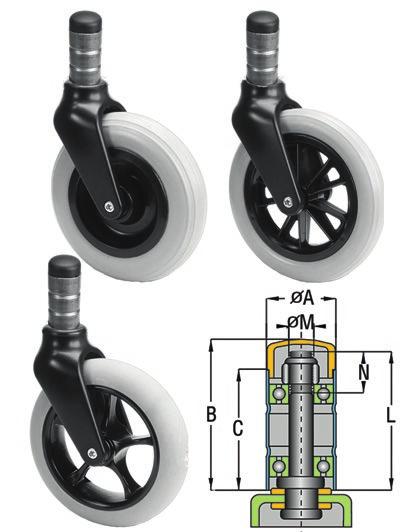 Serie V SUPPORTI SERIE V HOUSING SERIE V 37 -Supporto stampato in poliammide -Movimento rotazione su cuscinetto a sfere di precisione DIN 625 2RS a tenuta stagna.