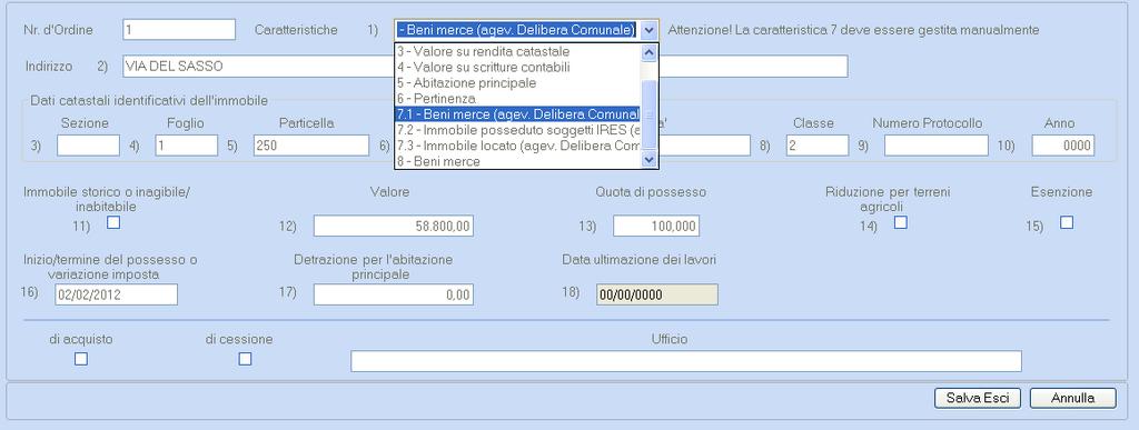 Attraverso il bottone è possibile aggiungere nuove informazioni relativi a immobili o periodi per immobili che non sono stati oggetto di travaso.