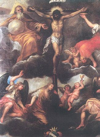 Di rilievo inoltre due grandi tele la prima attribuita al veneziano Andrea Celesti è la Raccolta del sangue di Cristo ; la seconda è la Adorazione del