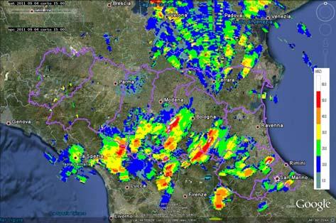 In particolare dalle 14 UTC intensi temporali sopraggiungono da sud interessando la