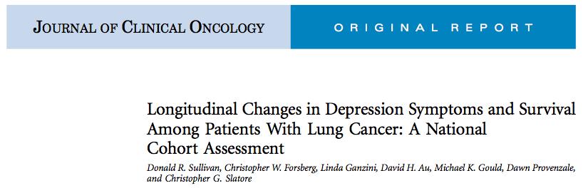 1) Depression symptoms present at the time of cancer diagnosis were associated with increased mortality, with the predominant effect seen among patients with early-stage