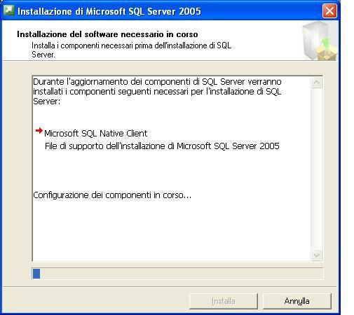 Analogamente si procederà con l eventuale installazione di SQL Server 2005: Far continuare