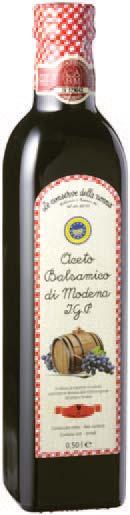 PF262 Aceto balsamico di Modena IGP (tre foglie) Balsamic vinegar of Modena PGI Affinato in legni pregiati, ottenuto da mosto cotto ricavato da uve selezionate.