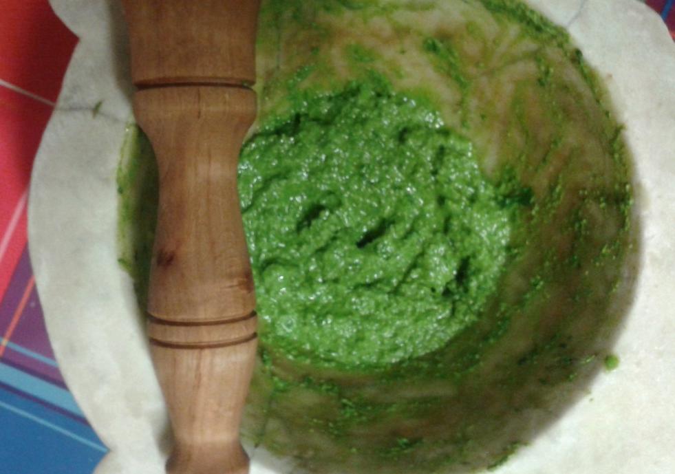 PESTO ALLA GENOVESE Ingredienti per condire circa gr. 600 di pasta Basilico fresco a foglia piccola gr. 50 Pecorino sardo (non piccante) grattugiato nr. 1 cucchiaio Parmigiano reggiano grattugiato nr.