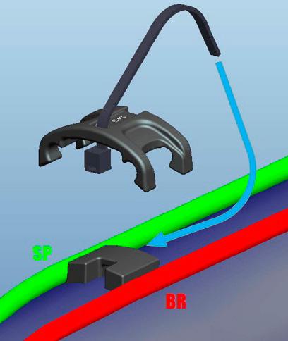 Carbon Frame) PARTE ANTERIORE IN ALLUMINIO Fissare la scatola del cavo del deragliatore, la manichetta del freno e il cavo del