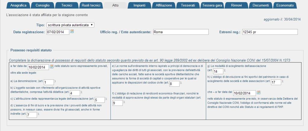 attività sono di competenza della Federazione).