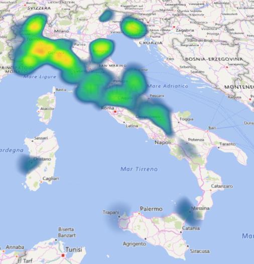 Mappa 4.6 Tasso di Mortalità Generale M+F, distribuzione territoriale anno 2015 l Area Vasta n.1 ha un Tasso Standardizzato di Mortalità Generale su 10.