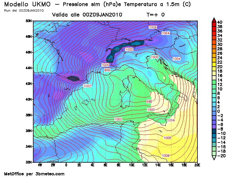 temperatura al suolo Precipitazione cumulata Copertura nuvolosa Situazione: Una