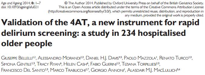 Delirium-diagnosi Il 4AT è uno strumento di screening ideato