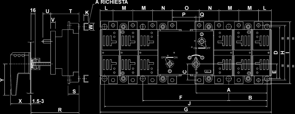 UTT DI MANOVRA SEZIONAT Dimensioni / Dimensions EO Orizzontale orizontal A B D E F G I J K L M N O Q R S T U V W X Y EO1 32