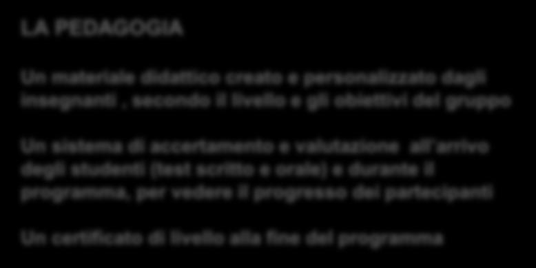 lezioni/settimana Corso semi-intensivo 15 lezioni/settimana Corso da 15 a 30 lezioni in gruppi «chiusi» di 10-15