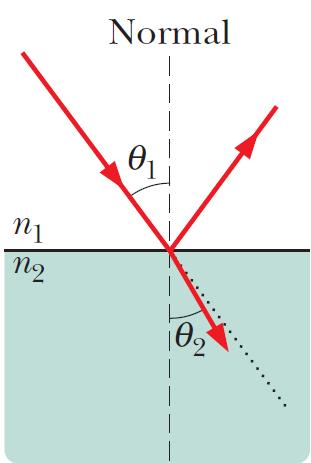 Leggi dell ottica geometrica CASO 1: quando la luce passa da un mezzo di indice di rifrazione minore ad uno di indice di rifrazione maggiore (dunque n 1 < n 2 ) il raggio rifratto devia AVVICINANDOSI