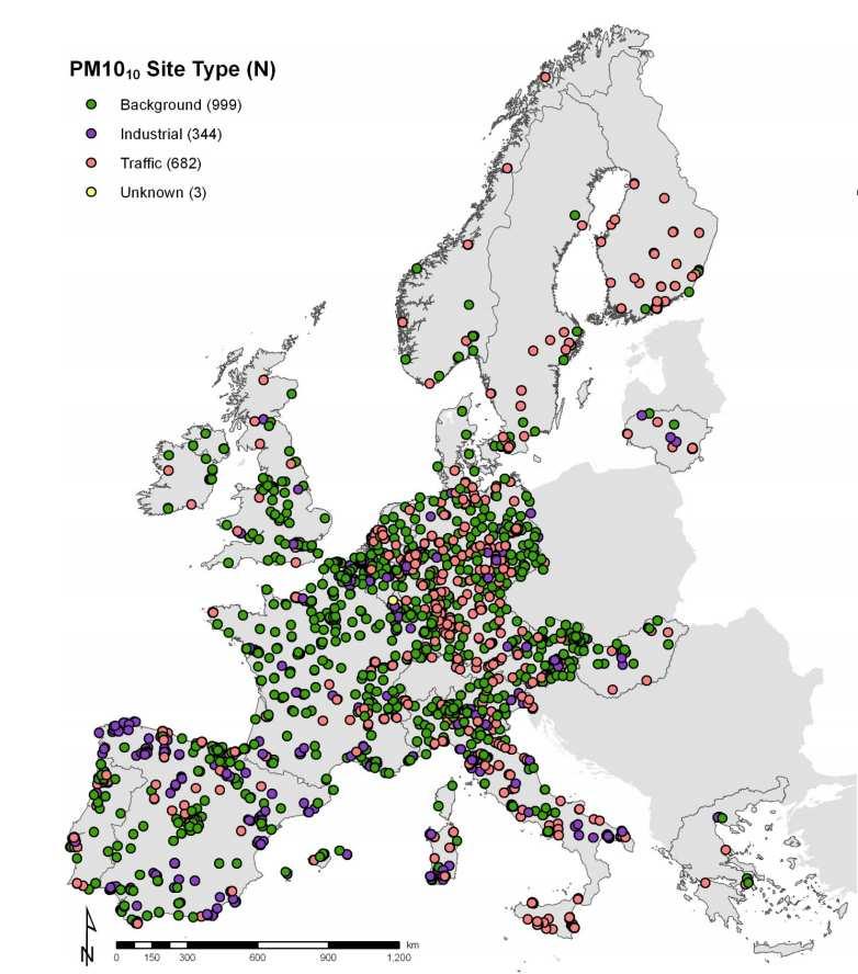 LUR Centraline fisse AIRBASE dataset Medie