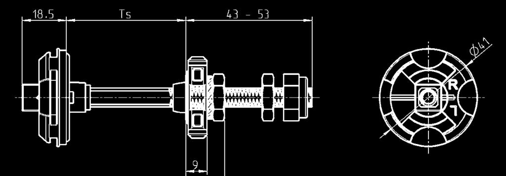 mm Ts = da 100 a 110 mm Foro per battuta destra. Battuta sinistra con foro a specchio.