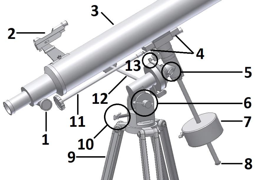 Zoomion Apollo 80 Figura 1. Descrizione dei componenti. Complimenti vivissimi per l acquisto del nuovo Zoomion Apollo 80. Con questo telescopio sperimenterete molte ore felici.