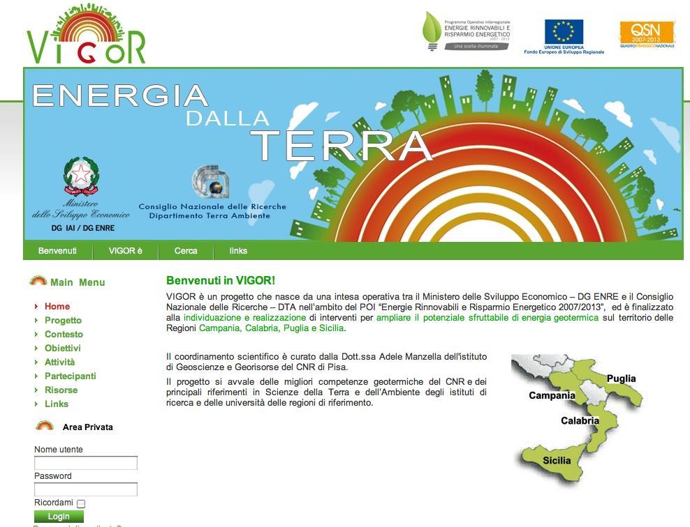 Consultazione prodotti finali sito web: www.vigor-geotermia.