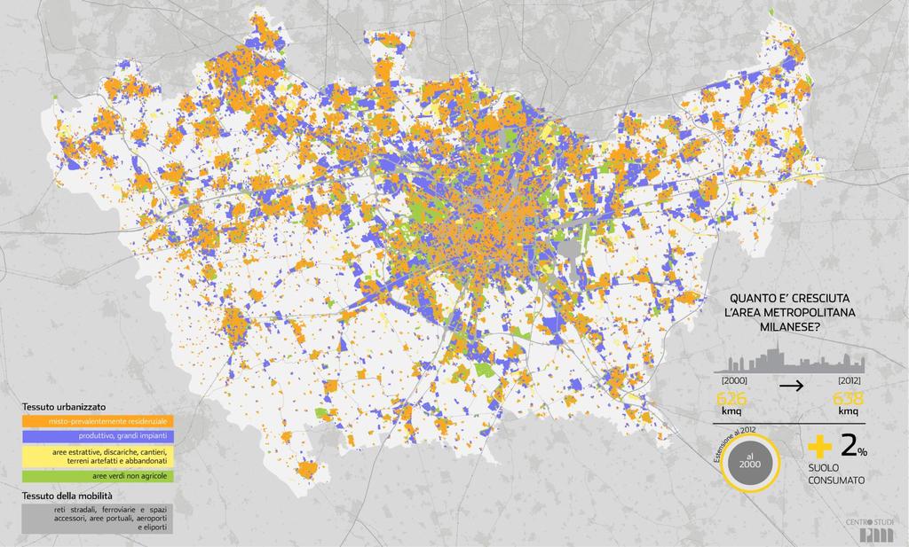 La percentuale di suolo antropizzato nel 2012 è pari al