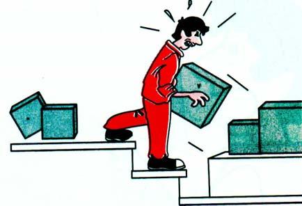 8. Evitare di trasportare manualmente oggetti per lunghi percorsi o sopra rampe di scale, se non saltuariamente e con oggetti poco pesanti. 9.