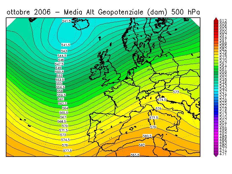 Ottobre e Novembre 2006 I mesi di Ottobre e Novembre 2006 sono stati piuttosto simili tra loro, risultando entrambi particolarmente caldi e asciutti rispetto alla climatologia della stagione