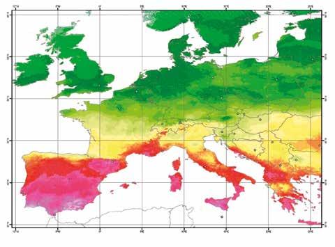 Nella zona a nord delle Alpi, dall'austria fino alla Scandinavia, abbiamo un'irradiazione solare media di circa 900 kwh/m² (da 600 a 1100) all'anno mentre nella zona a sud delle Alpi (zona